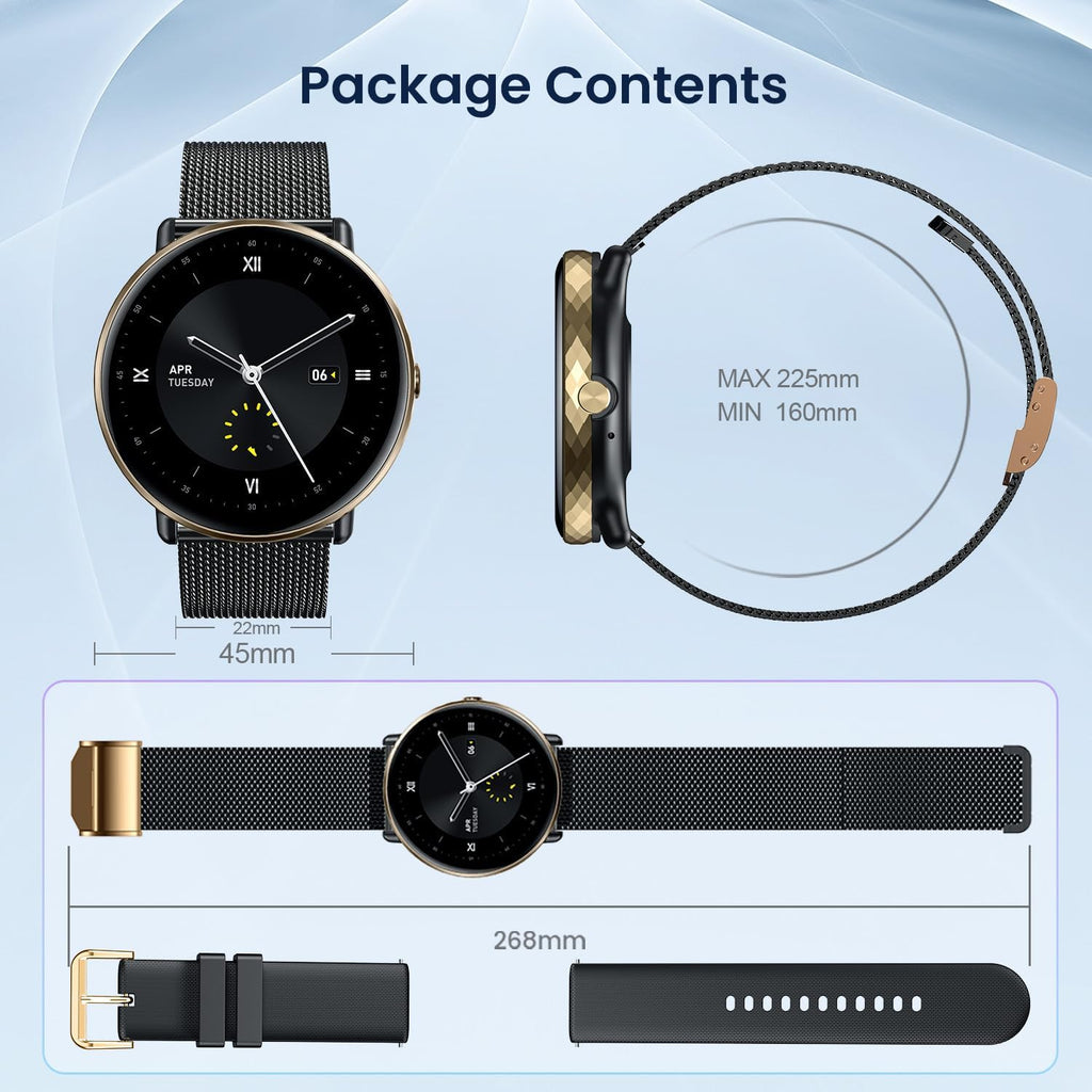 Smart Watches for Men Women Android iOS Phones Touchscreen Waterproof Blood Pressure Heart Rate Step Sport Pedometer 