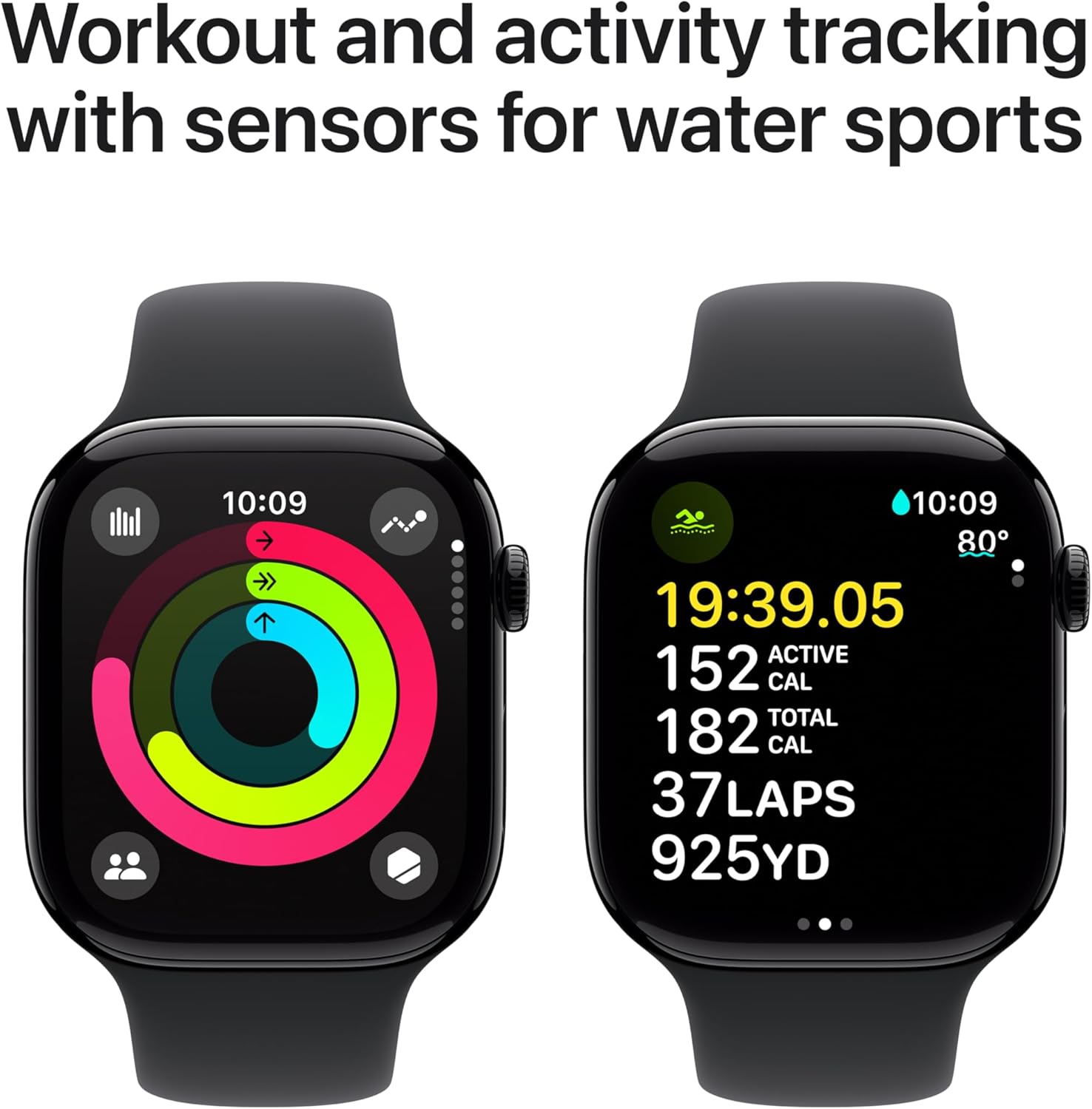 Apple Watch Series 10 – GPS, 46mm, Jet Black, Sport Band 