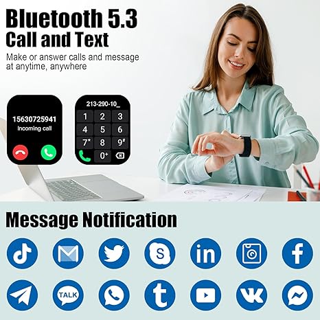 Smart Watch for Men Women (Answer/Make Call), 1.96" HD Fitness Tracker Running Watch 