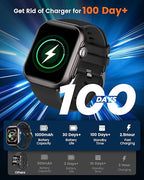 Smart Watch for Men for iPhone&amp;Android: 100 Day+Battery Life, Smart Watch(Answer/Make Calls) 