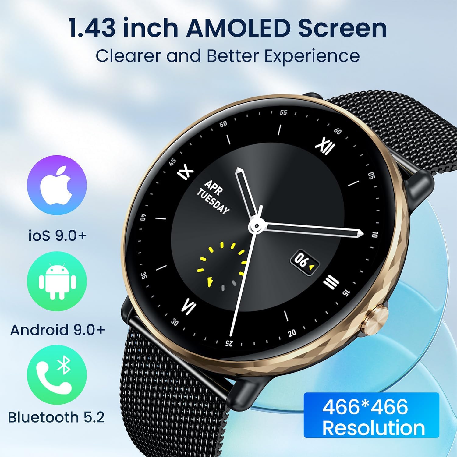 Smart Watches for Men Women Android iOS Phones Touchscreen Waterproof Blood Pressure Heart Rate Step Sport Pedometer 